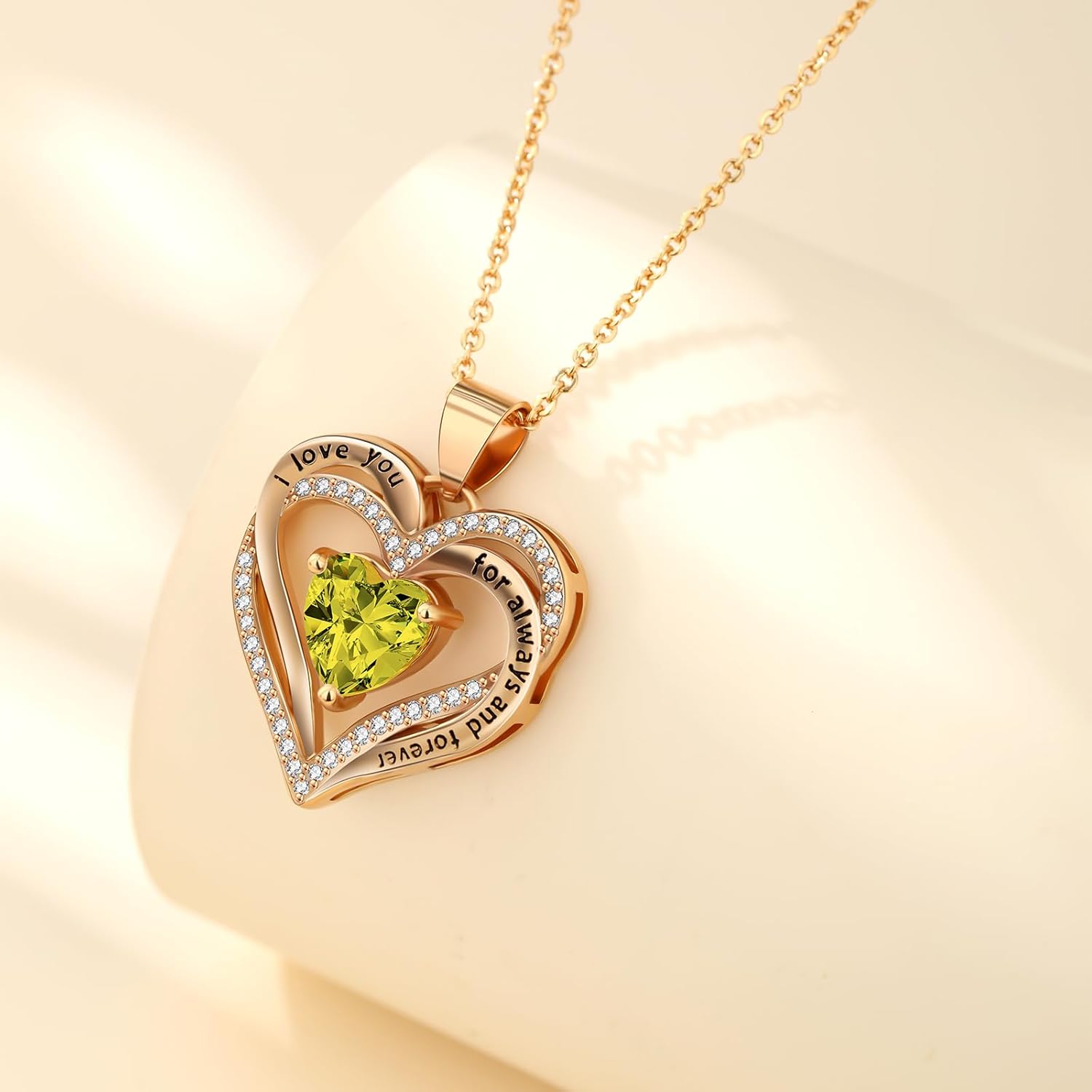 Heart Birthstone Necklace for Women, 925 Sterling Silver 18K Rose Gold Plated, Valentines Day Gifts for Wife Girlfriend, Mothers Day Gift for Mom, Anniversary Birthday Jewelry with 18 Inch Chain with 2-inch extender - Image 2