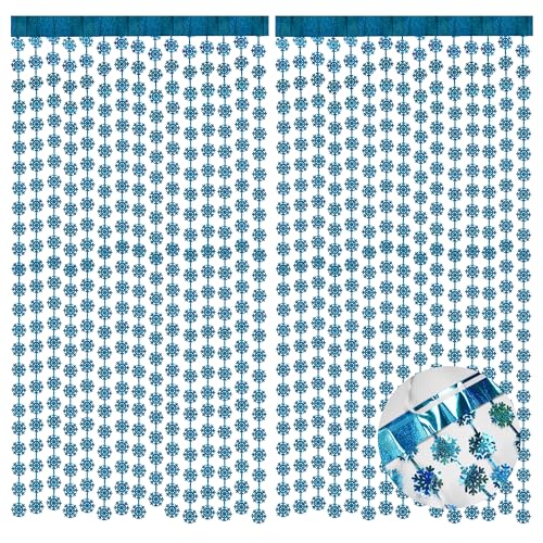 BRAVESHINE Blue Party Snowflake Backdrop - 2 Pack Hanging Foil