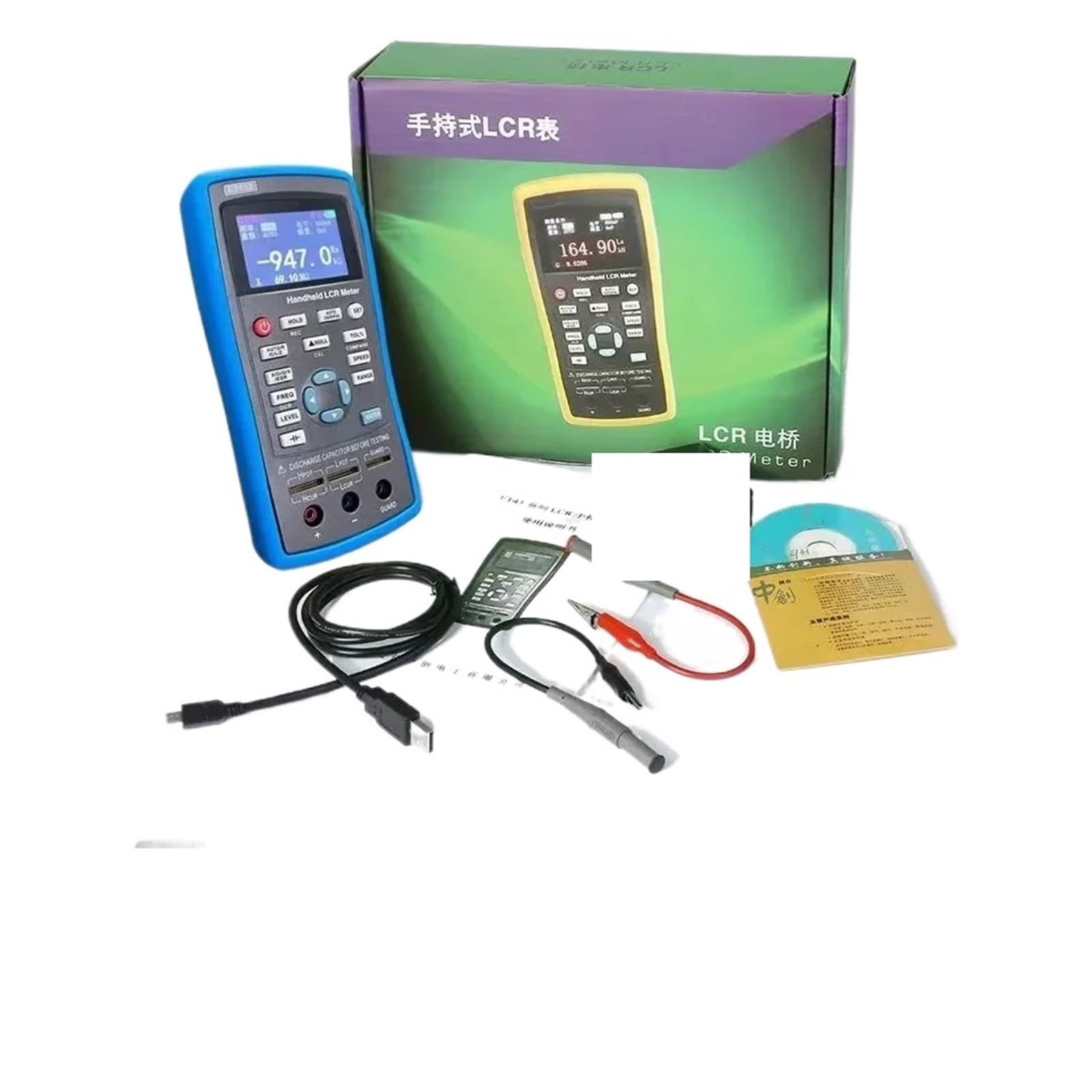 LCR-Messgerät, Digital Bridge Meter ET43 USB Handheld Hochpräzise Kapazität Induktivität Widerstand Test Digitalanzeige(ET430)