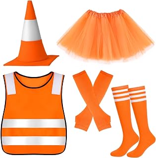 Traffic Cone Hat, Tutu Skirt, Vest, Gloves, Socks