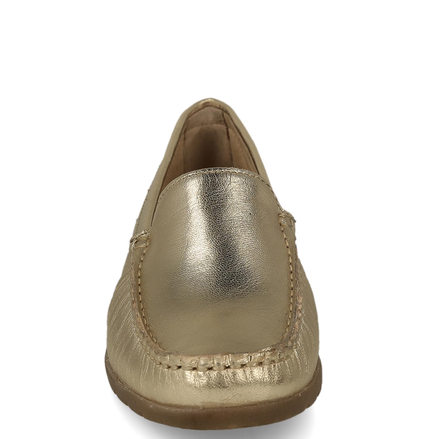 Mocassini in Pelle Comodi per Donna Anziana. Loafer Kiowa Casual Cuciti a Mano. Molto Flessibili. Suola in Gomma. Scarpa da Passeggio. Colore Nero e Oro.