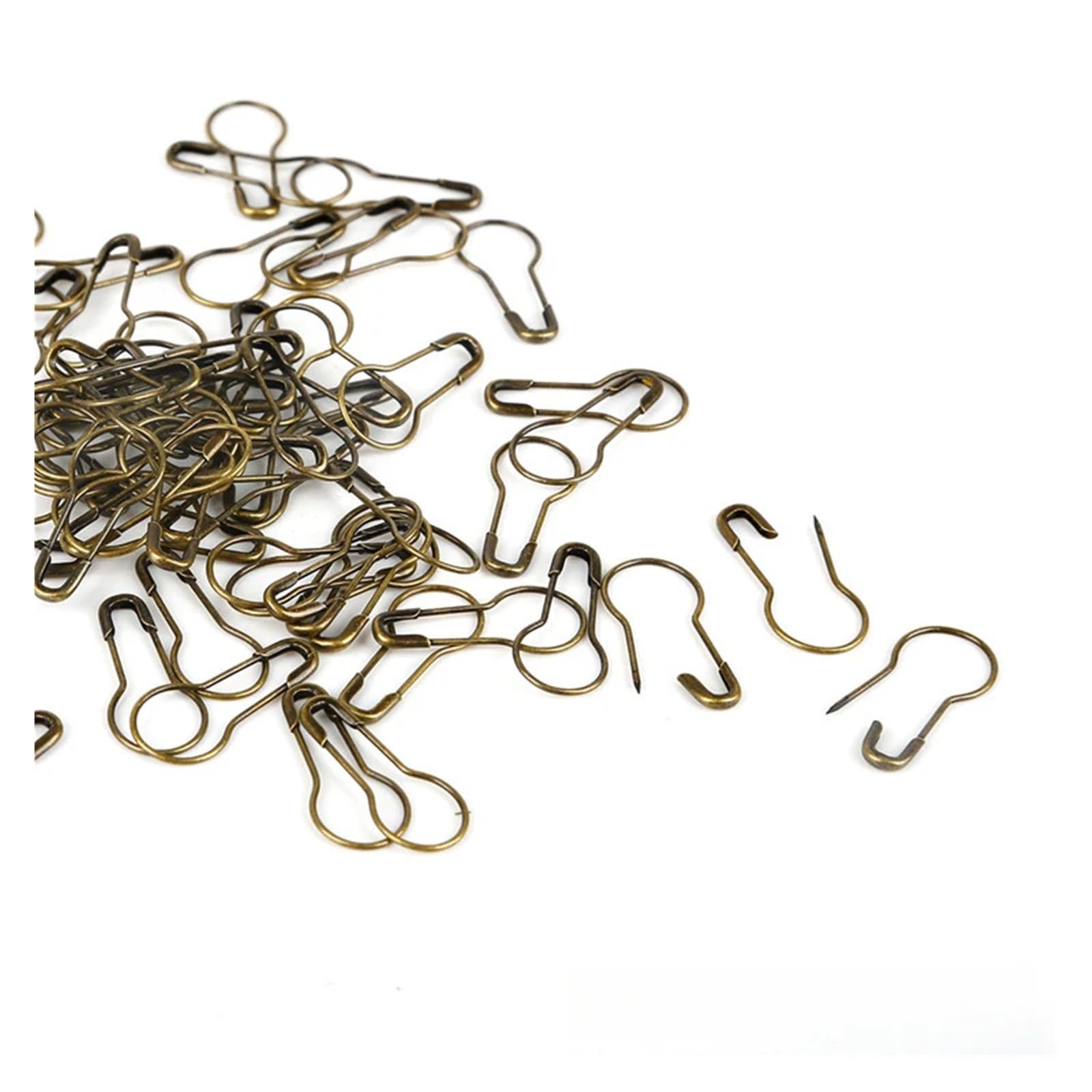 Safety Pins, 100 Pcs Multicolor Metal Safety Bulb Pins Calabash Crochet Markers For Knitting Sewing(Bronze Color100pcs)