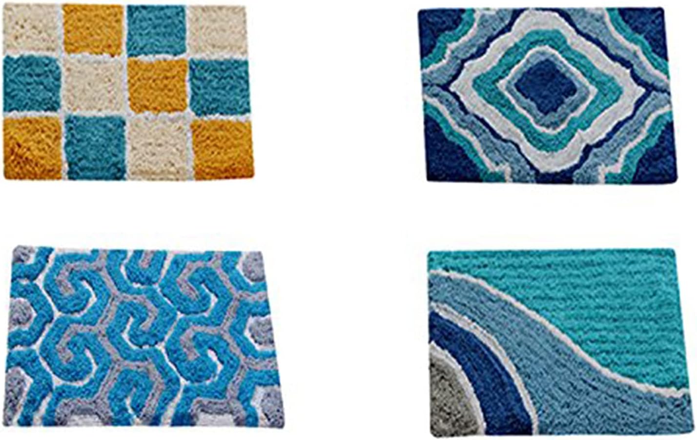 AAZEEM Abstract 4 Piece Cotton Door Mat Set - 16'' x 24'', Multicolour (Multi)