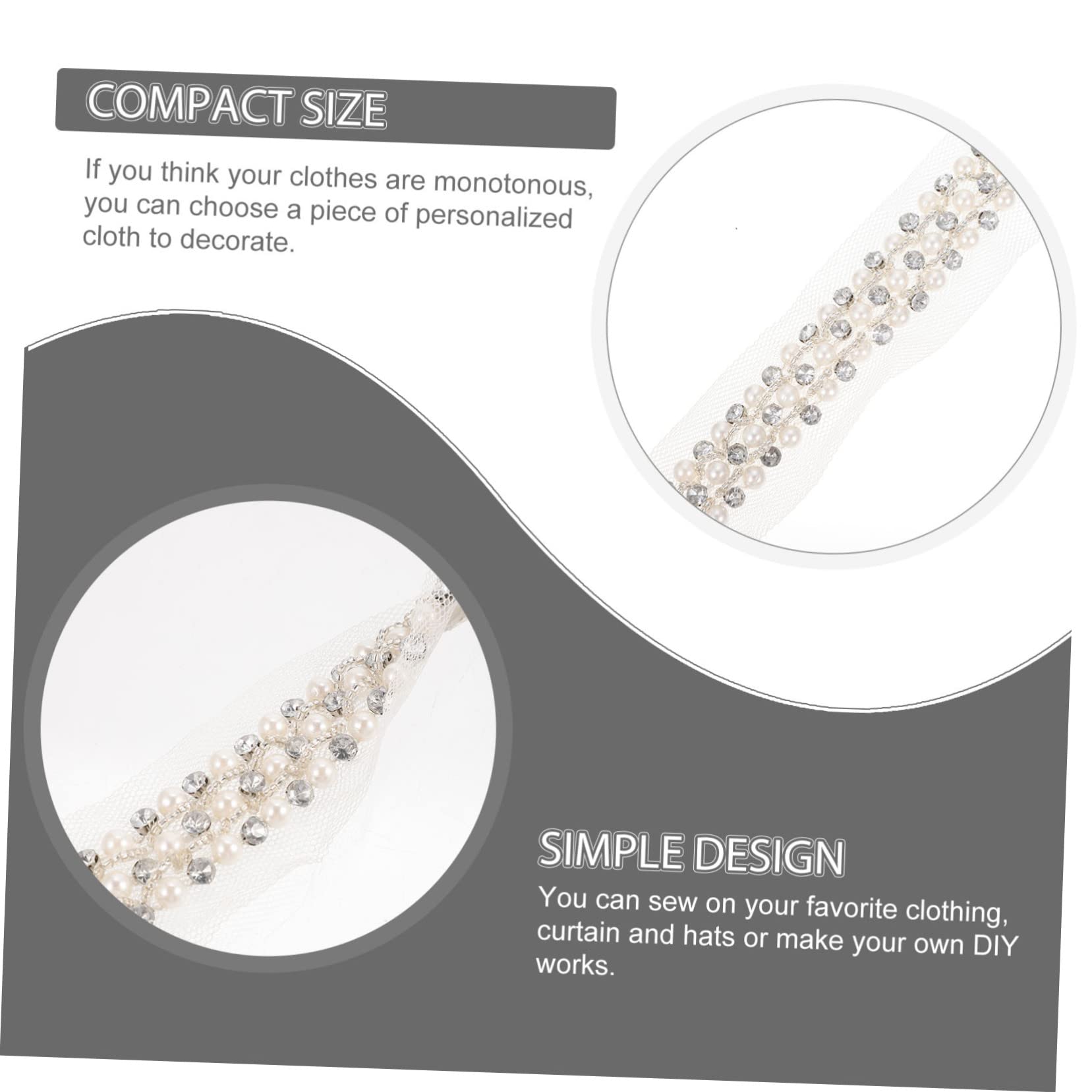 Operitacx 4piezas Cinta De Encaje De Perlas Brillantes Ribete Decorativo Para Ropa y Manualidades Para Bodas y Proyectos De Costura