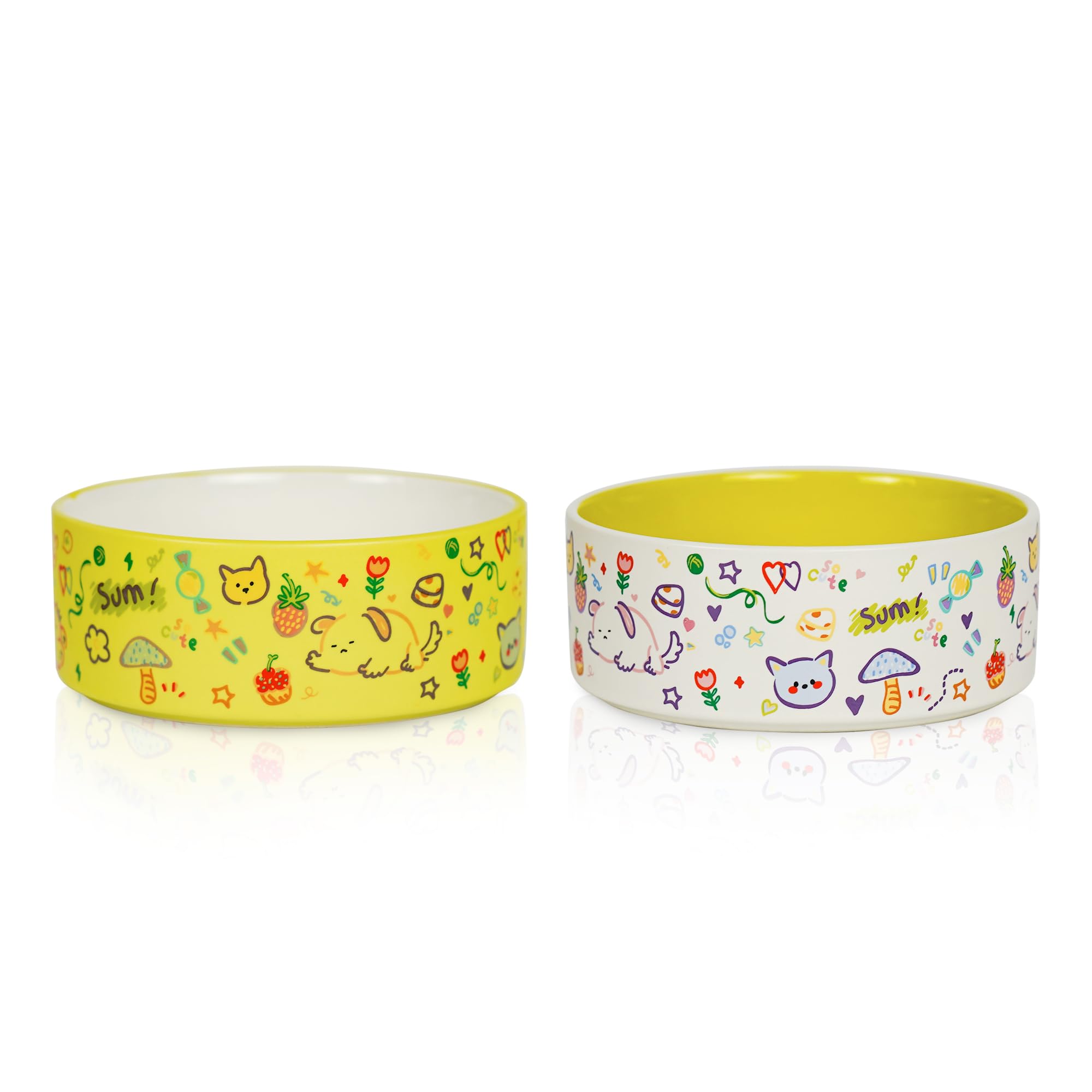 Bol d'eau et de nourriture mignon en céramique, le cadeau parfait pour petit chien et chat