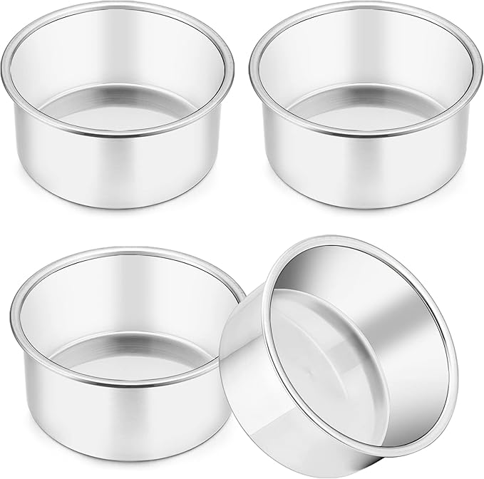 TeamFar 4 Inch Cake Pan, 4 Pcs Mini Cake Pan Round Tier