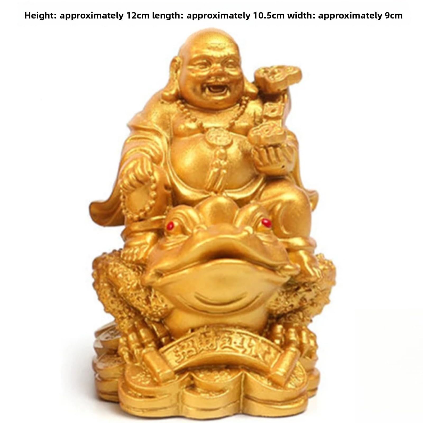 Statua di Buddha Maitreya Feng Shui, 12 cm, stile cinese, decorazione da tavolo dorata per casa e ufficio