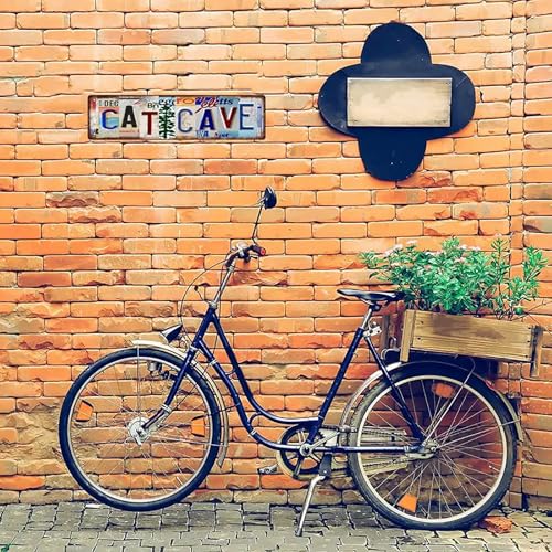 Vintage Cat Cave Metal Tin Street Sign,Novelty Home, Room, Wall, Bathroom, Bar, Cafe, Garage, Farmhouse Decor (cat cave) - Thumbnail 2