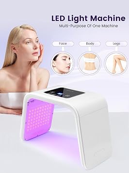 LED Face Light Therapy Mask - 7 Colors and Cycle Color LED Face Mask - Foldable Red Light Mask - Current Body LED Mask with 162 High-efficiency Light Beads for Skincare