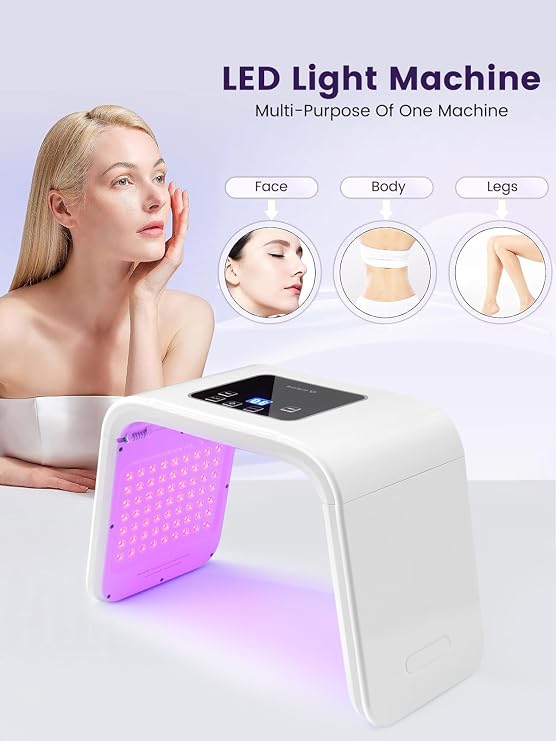LED Face Light Therapy Mask - 7 Colors and Cycle Color LED Face Mask - Foldable Red Light Mask - Current Body LED Mask with 162 High-efficiency Light Beads for Skincare