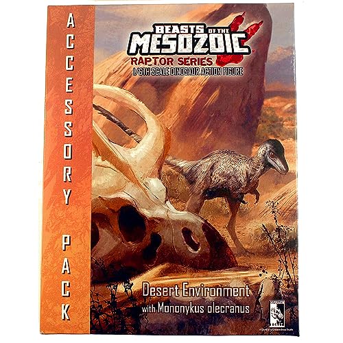 Creative Beast Studio Beasts of The Mesozoic: Accessory Pack: Desert Environment with Mononykus O. - 1/6th Scale Dinosaur Action Figure Set, Collectible, Hand-Painted