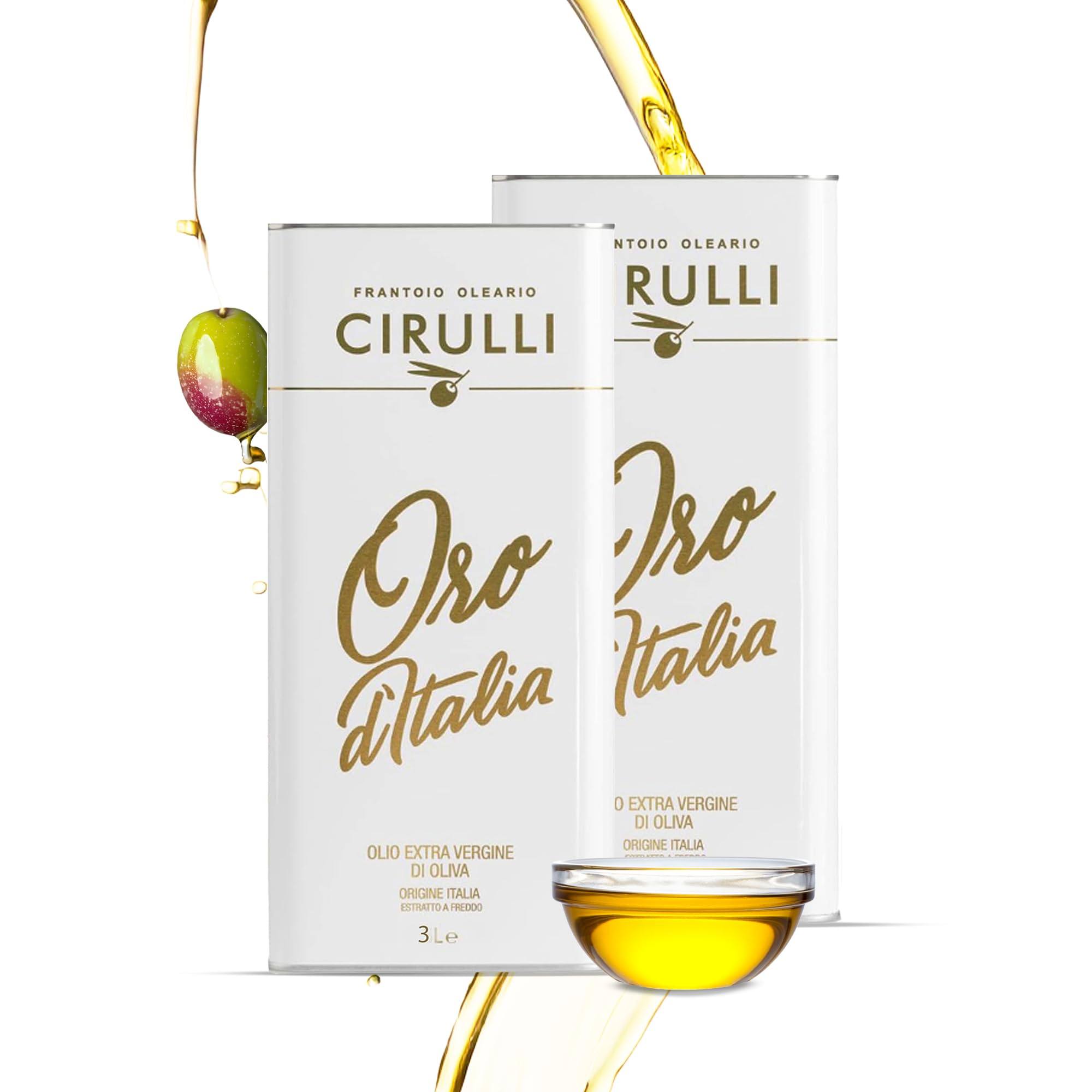 Cirulli Huile d'olive extra vierge italienne extraite à froid, EVO (2 x 3 Litres)