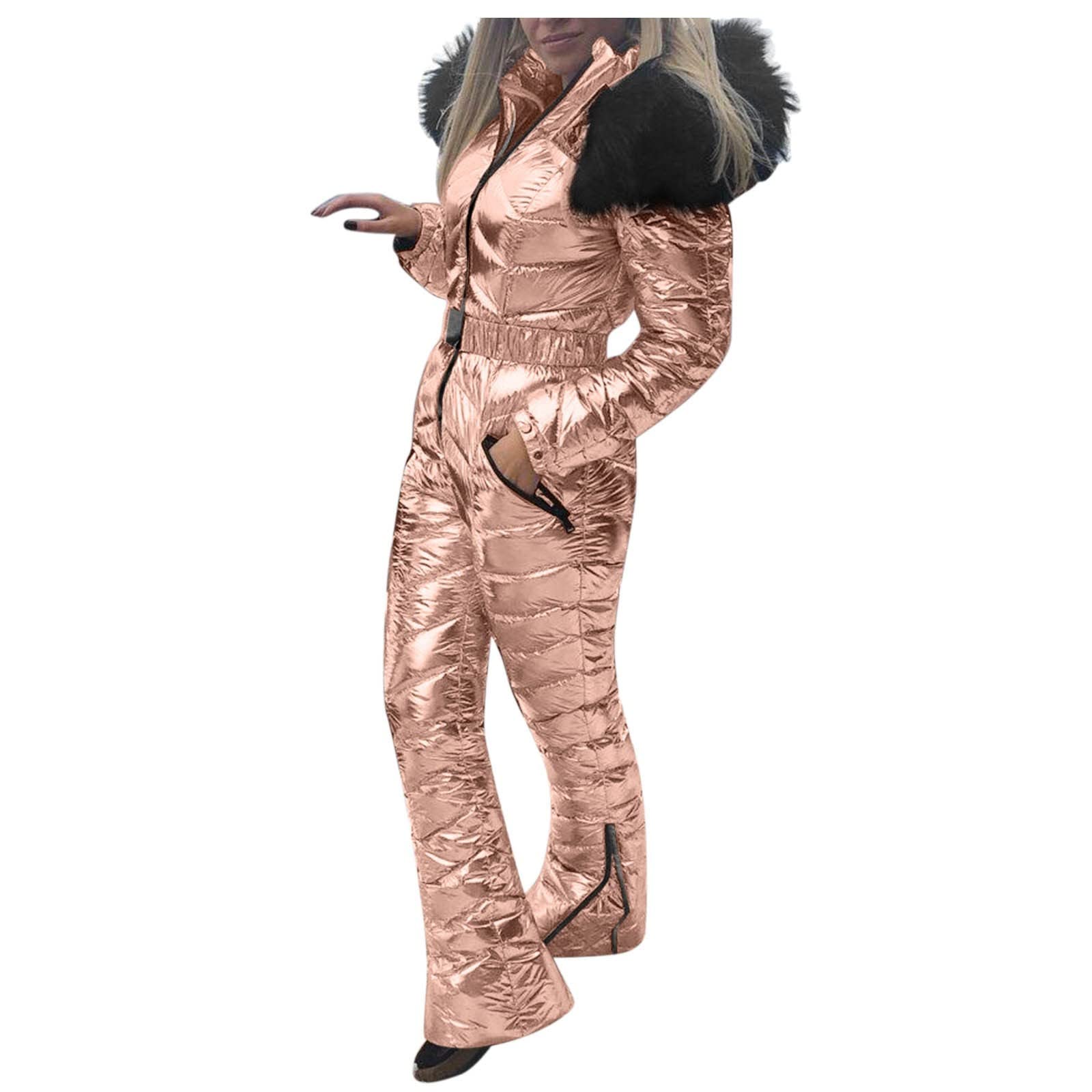 LOIJMK Dames sneeuwoverall eendelig warm skipak sneeuwpak winter warm skioverall sneeuw skiën sets outdoor skipakken skipak waterdicht skipak met capuchon ritssluiting, zwart, 5XL