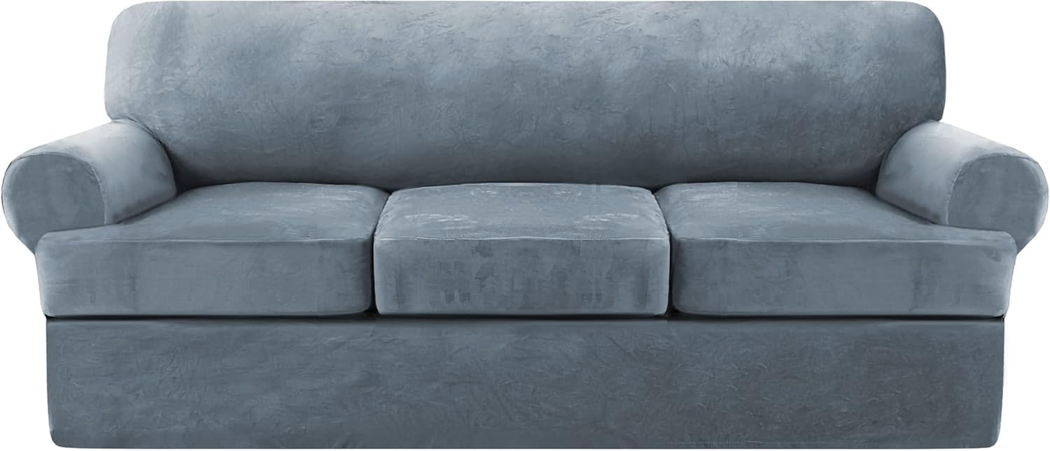 Velvet T Cushion Sofa Slipcover 4 Pieces Sofa Covers for T