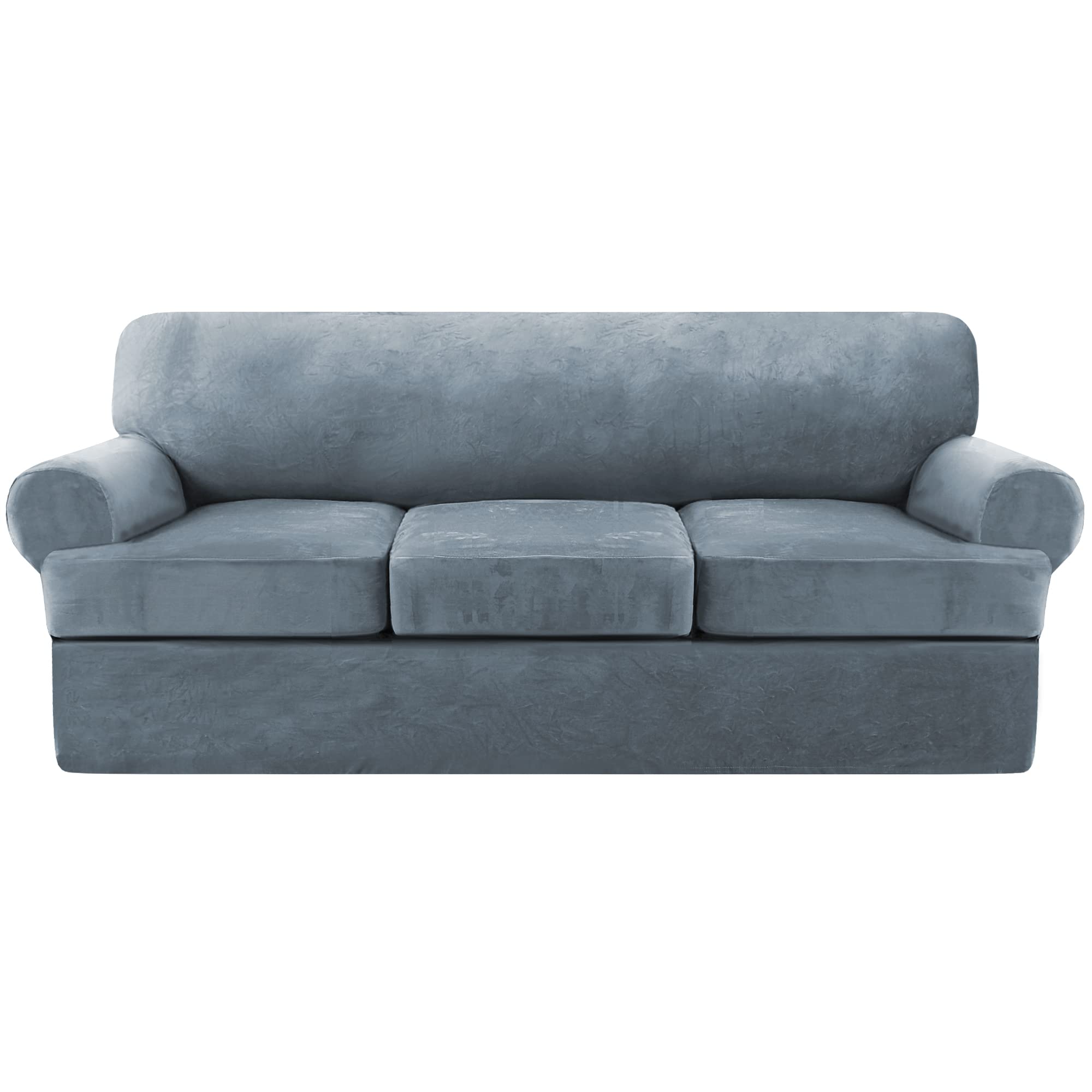 Velvet T Cushion Sofa Slipcover 4 Pieces Sofa Covers for T Cushion Sofa Soft Couch Cover Sofa Slip Covers Furniture Protector with 3 Individual T