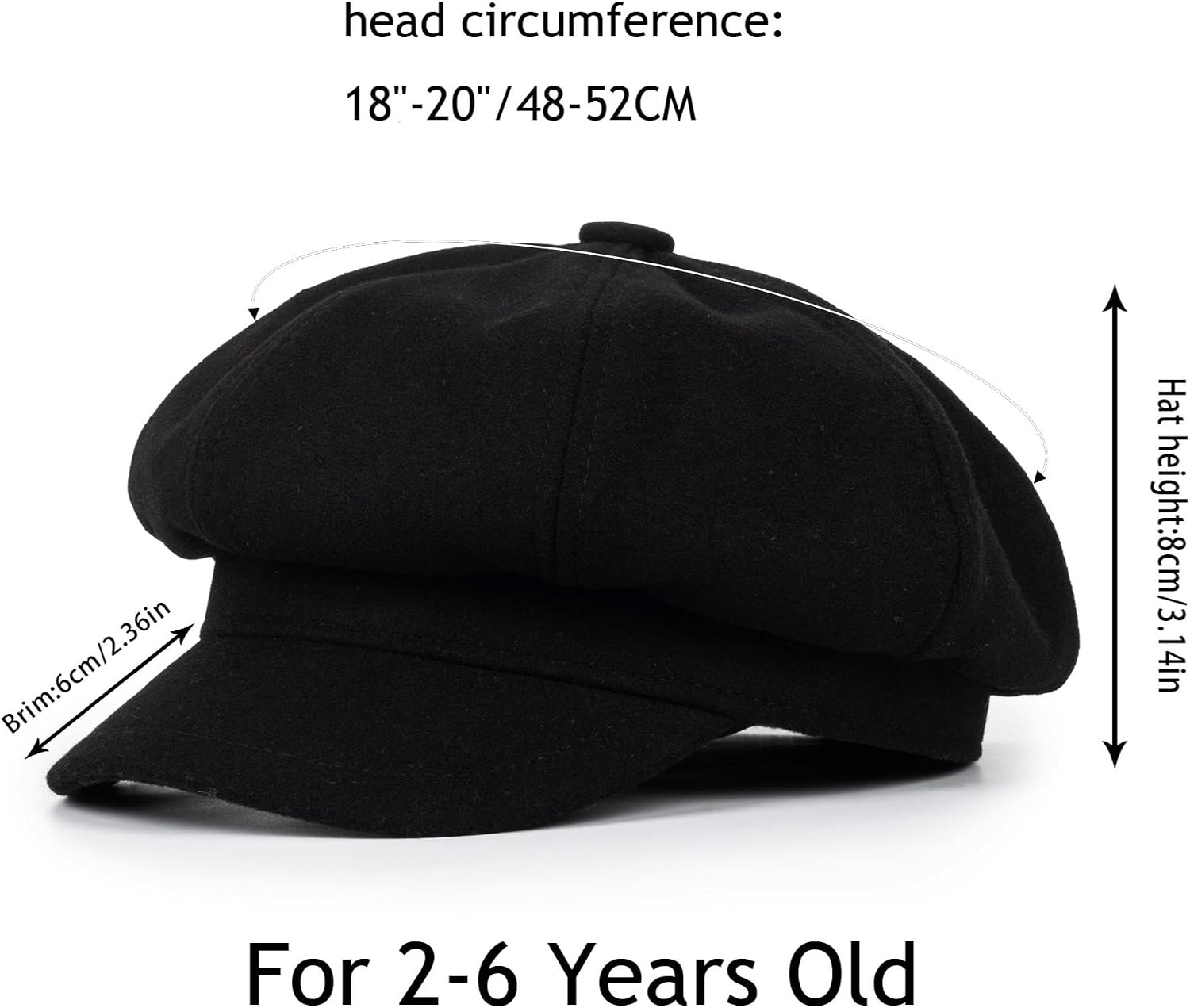 Kids Octagonal Newsboy Caps Classic Cabbie Hat Vintage Artist Beret Cap French Beret Pageboy Hat for Boys Girls 2-6Y