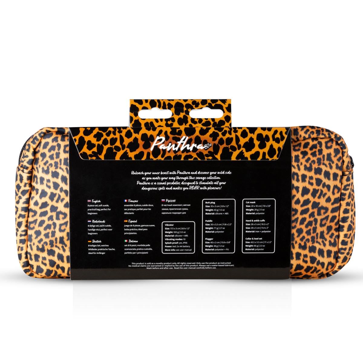 Panthra Coffret Cadeau Érotique Gato – Coffret Cadeau Érotique avec 8 Jouets Sexuels Léopard - Ensemble de Jouets pour Hommes, Femmes et Couples – BDSM Set incl. Sac Assorti - Sextoys Léopard