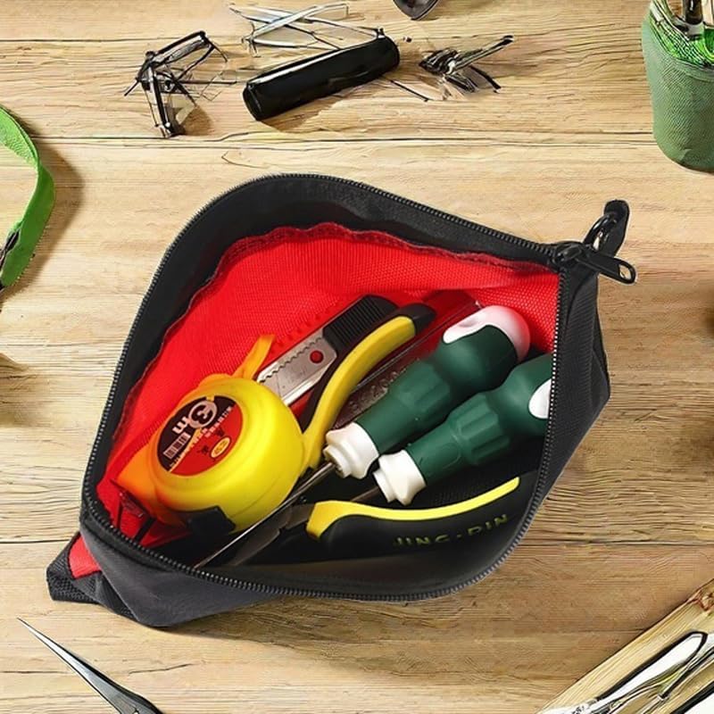4-Pack 1680D Oxford Waterproof Tool Pouches, Heavy Duty Tool Bags with Reflective Strip & Carabiner, Zipper Tool Organizer for Contractors & DIY