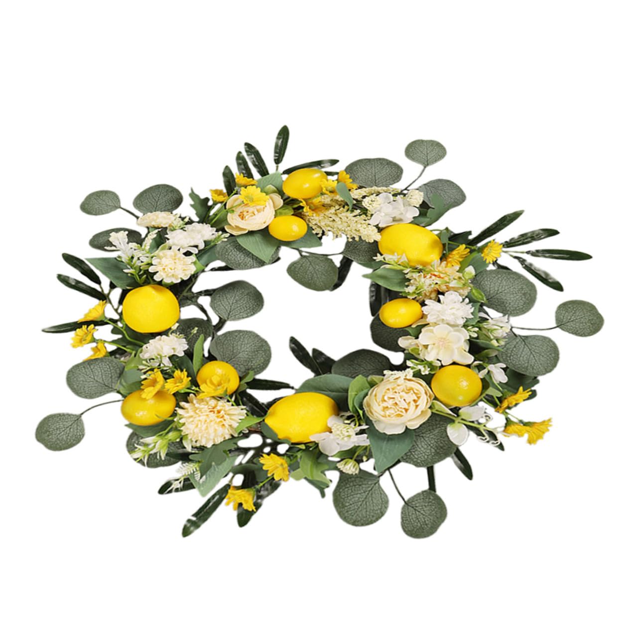 Sommerlicher Zitronenkranz aus Seidenblumen, 1 Stück
