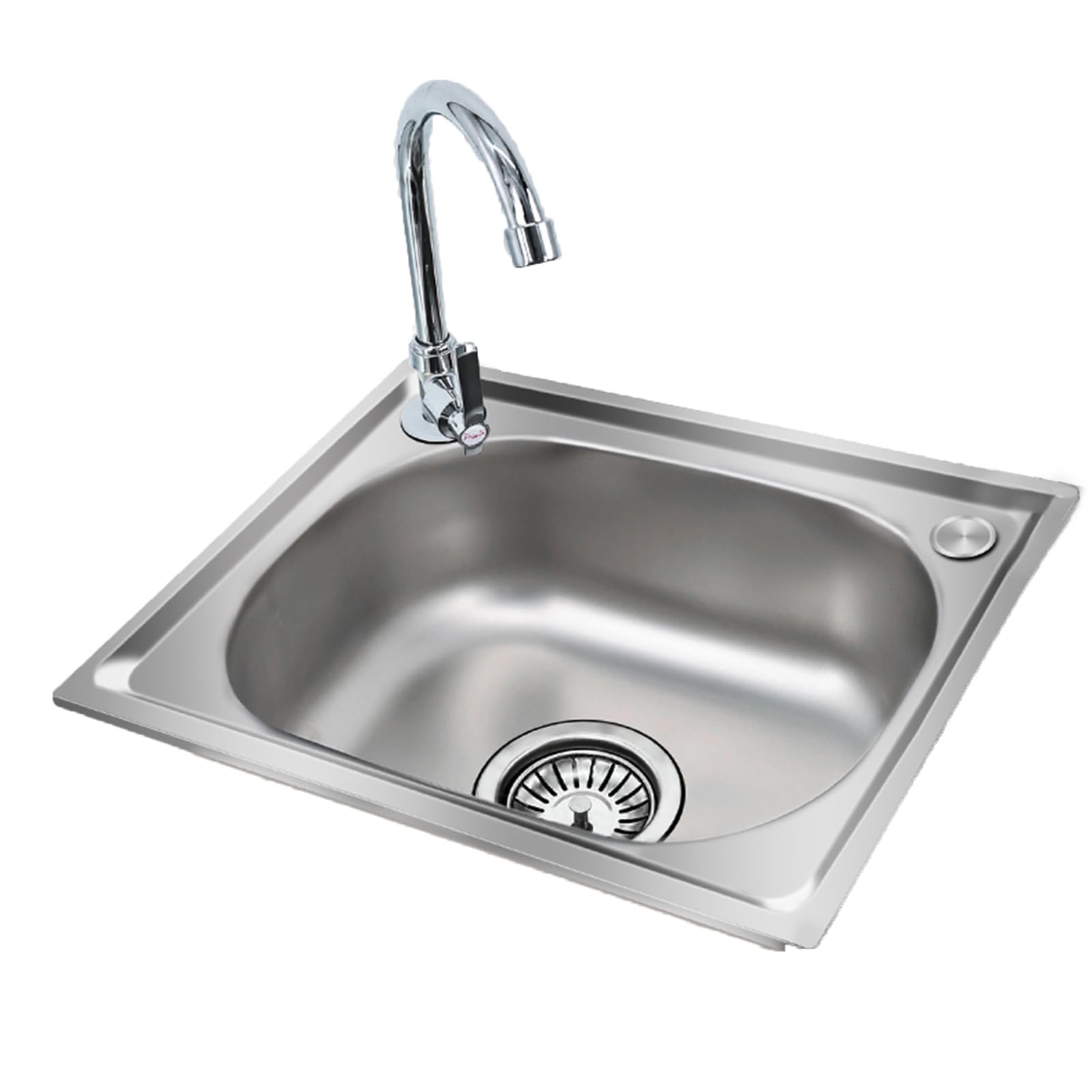 ZQFHSX Stainless Steel Built-in Sink, Drop in Single Bowl Kitchen Sink with Cold Tap for Workstation, Prep Kitchen, and Bar (42 * 36cm)