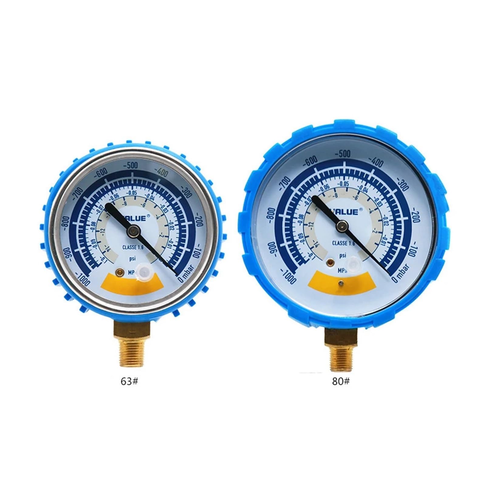 Manómetro digital, Medidor de presión vacío 63mm y 80mm, instrumento calibre aire preciso bomba, pantalla Dial 0-14psi, conector G1/8in(63mm set)