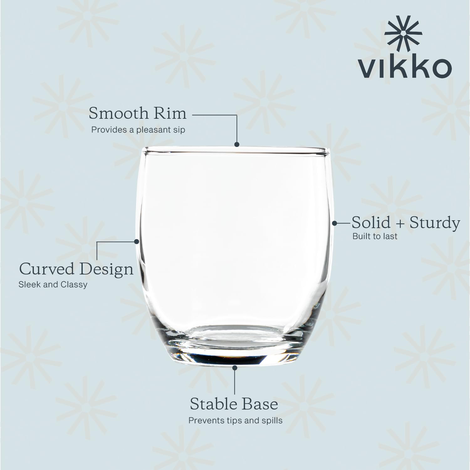 Vikko Vasos de 8.2 onzas | Vidrio grueso y duradero - Para agua, jugo, refrescos o vino - Apto para lavavajillas - Juego de doce vasos pequeños de vidrio transparente - 2.9 pulgadas de diámetro x 3.2