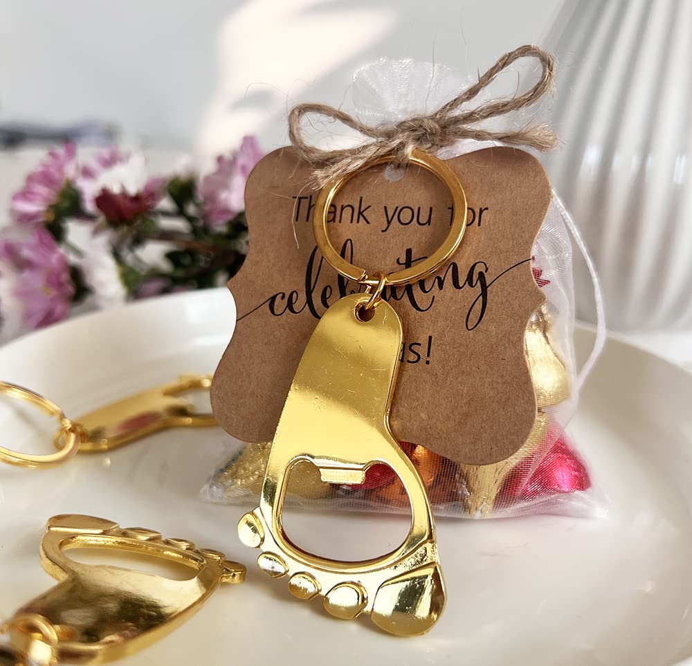 Portachiavi Apribottiglie A Forma Di Impronta Baby - Set 30 Pezzi Per Bomboniere Baby Shower, Argento - Foto 7