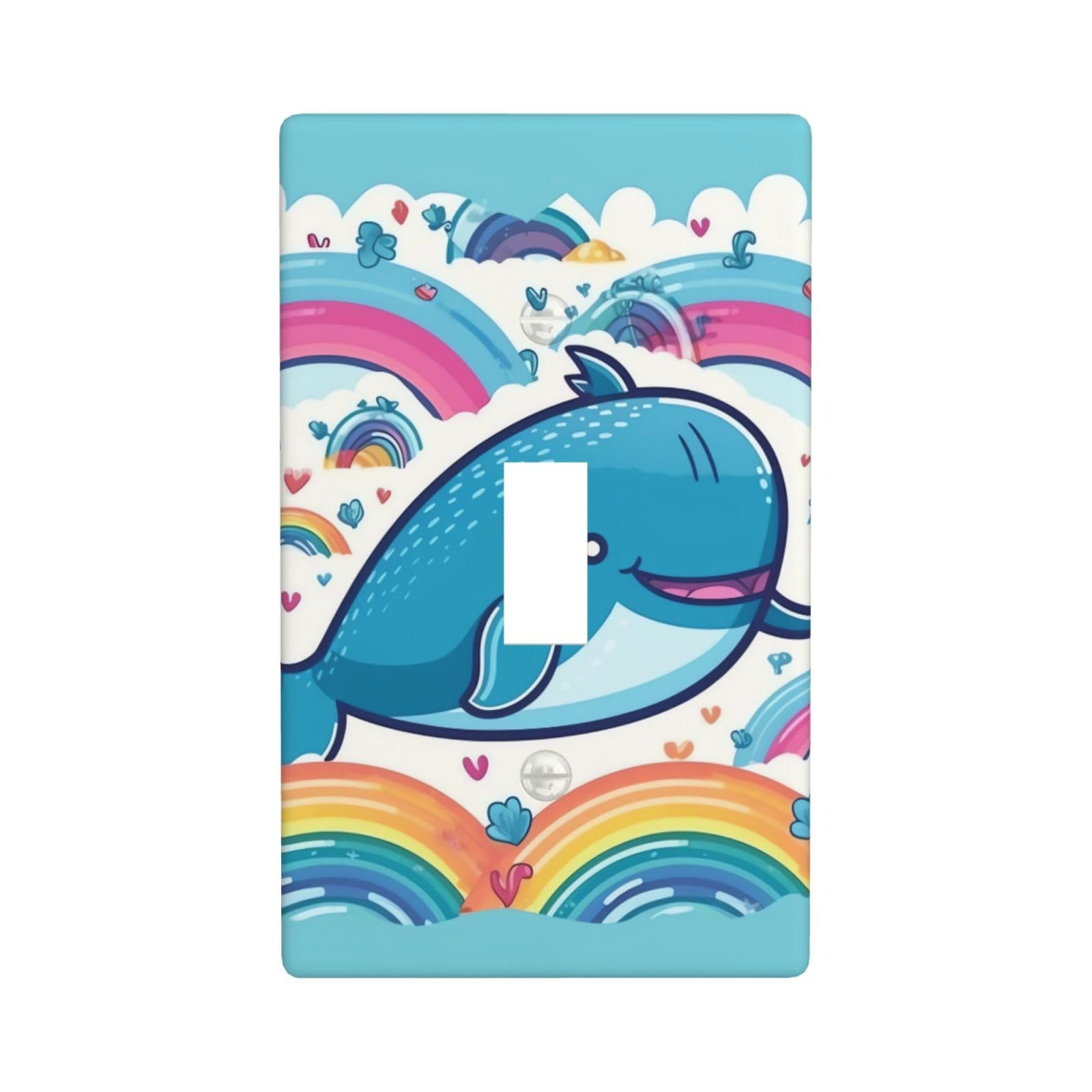 Decorator Wall Plate Cover Single Toggle Light Switch Cover Cartoon whale and rainbow Wallplates Blank Electrical Rocker Switch Plate Covers for Electrical Outlets Decorative 1 Gang 4.5" x 2.76"