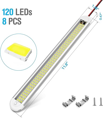 Vista 16 de CT CAPETRONIX Barra de luz LED de 12 V, 120 LED, 1500 lúmenes, 8 W, CC, 12 voltios, tira de luces LED con interruptor de encendido/apagado