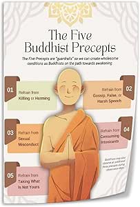 Amazon.com: The Five Precepts Poster Buddhist Faith Religious Art ...