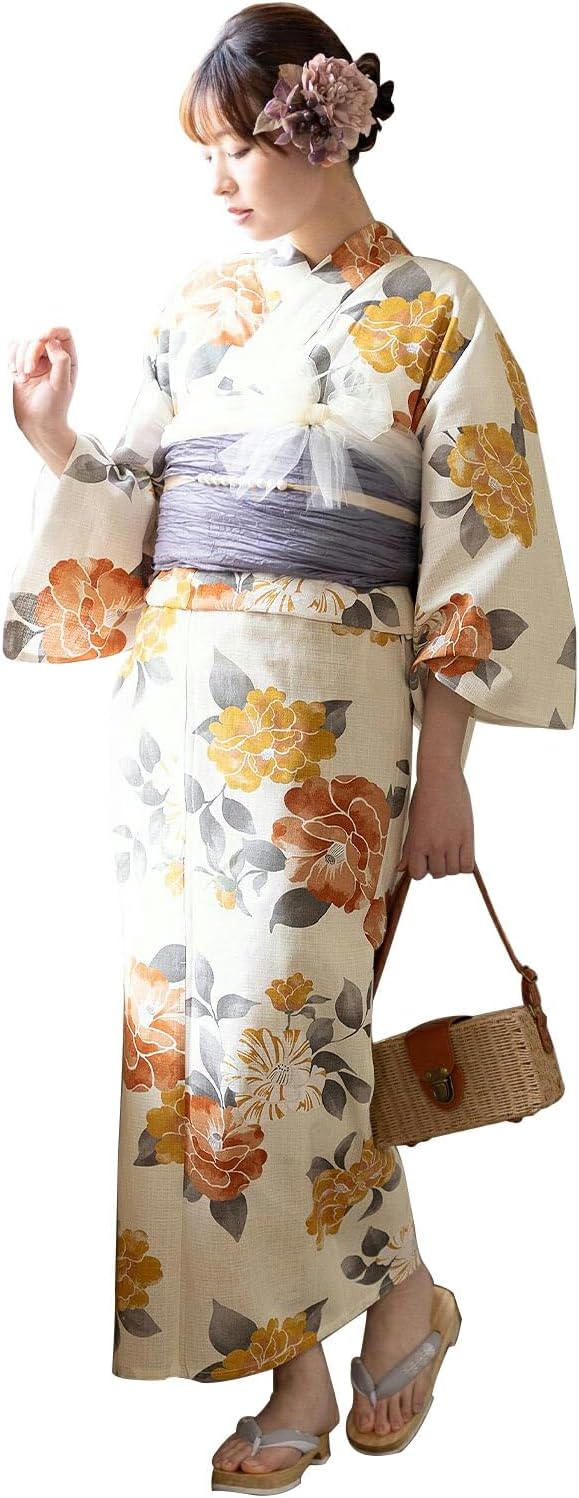 B初心者OK セパレート大人浴衣 3部式＆おはしょりベルト付き 帯セット