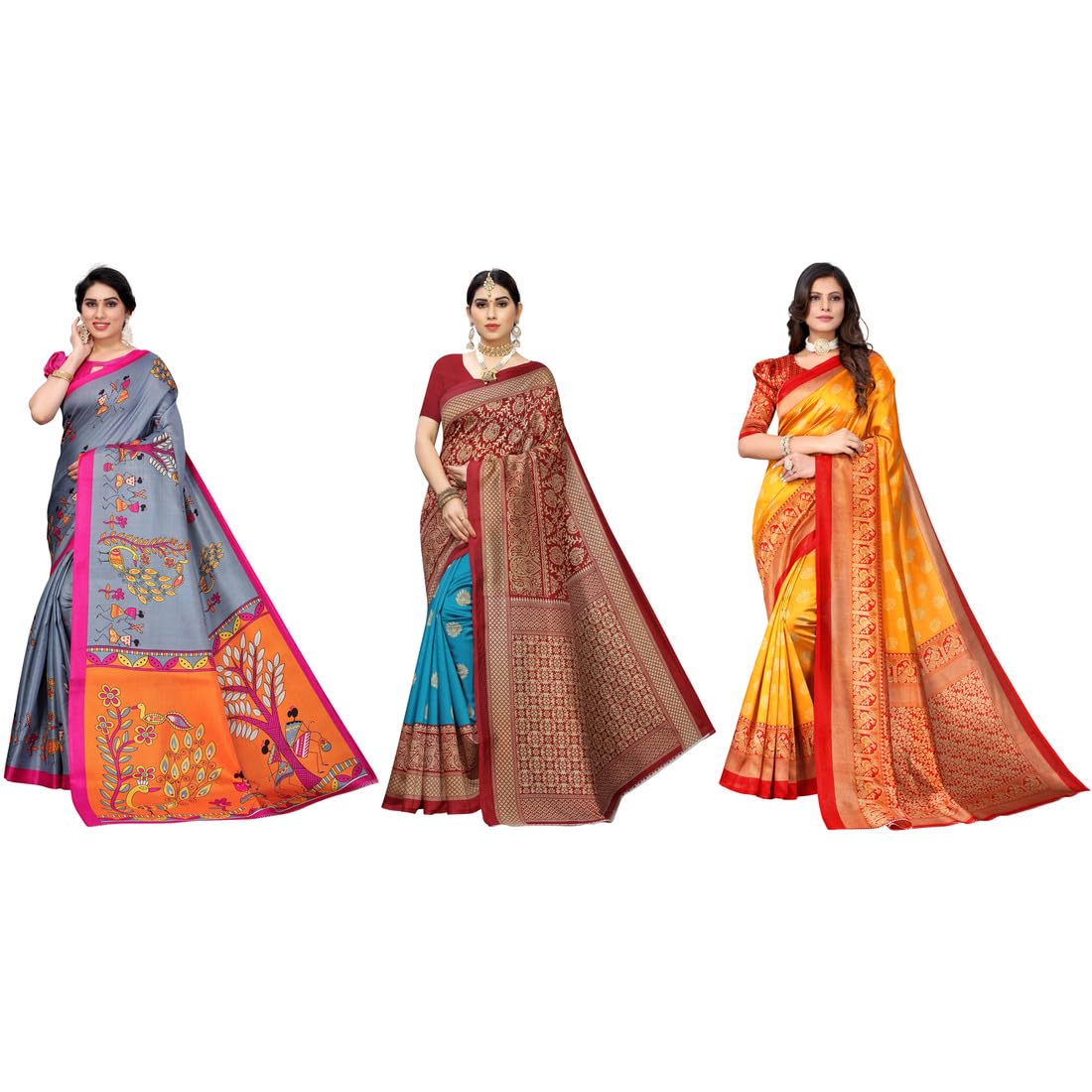 yashika Women's Combo Art Silk Printed Saree With Unstitched Blouse Piece |saree for Women | saree combo | New Sari | Latest Saree_C_96_DNDIYA_GREY_METRO_RAM_MINLI_MSTRD-picture-20