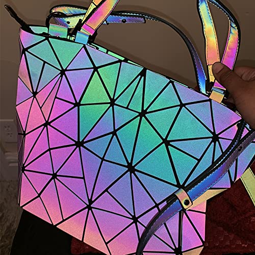 Holographic Purse Geometric Purse Luminous Handbag Purse And Wallet Set For Women Iridescent Shoulder Bag Reflective Purse #TOP5