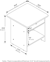 Vista 37 de Furinno- Colección Andrey- Mesa auxiliar, estación de carga con puerto USB y puerto tipo C c/compartimento de almacenamiento, 15.55 pulg ancho x