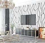 mwpqbd Deerskin Velvet Non-self-Adhesive Nordic Geometric Pattern Lines Modern Simple Fashion Living Room TV Background Wall Non-Woven Wallpaper (Black and White wallpaper3366-6)