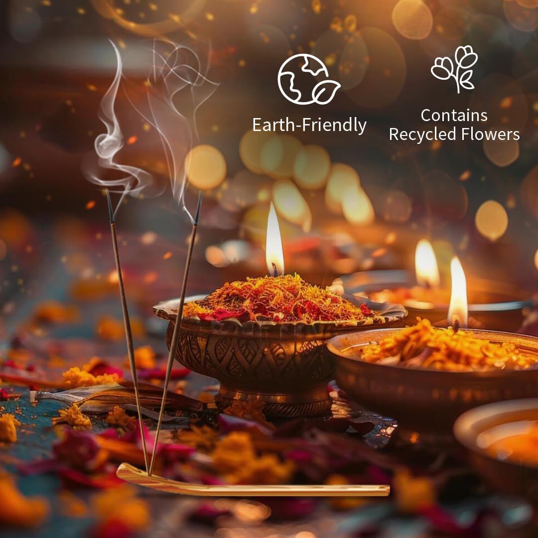 Vimoksh Incense Sticks (Tranquility) - Pack of 4, Luxury Incense Sticks Flowers (99.9% Natural & 0% Charcoal) Long Lasting-Ideal for Meditation, Pure Aromatherapy Fragrance