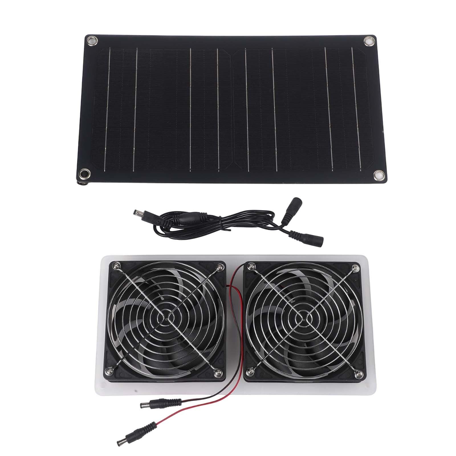 Kit di ventole a pannello solare da 30 W con 2 ventole di protezione dalle intemperie IPX7, doppia griglia di protezione per la sicurezza degli animali, ventilazione 3200 giri/min, per