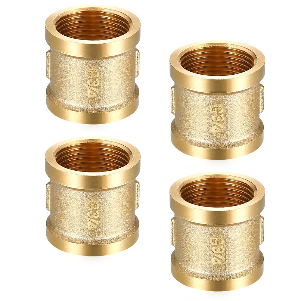 Produktbild von 4x Messing Doppelmuffe 3/4 Zoll IG/IG – Innengewinde, Korrosionsbeständig & Hitzefest – Für Wasser, Gas, Heizung & Industrie – Einfach Zu Montieren