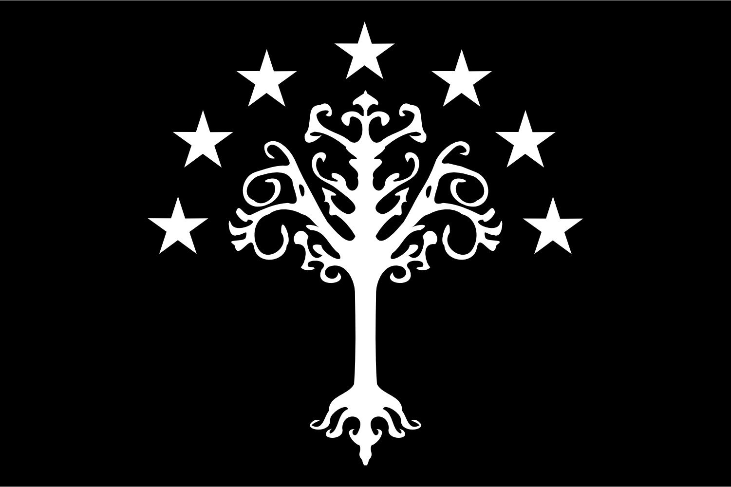 Drapeau XL Gondor aux finitions soignées et détails de l'Arbre Blanc