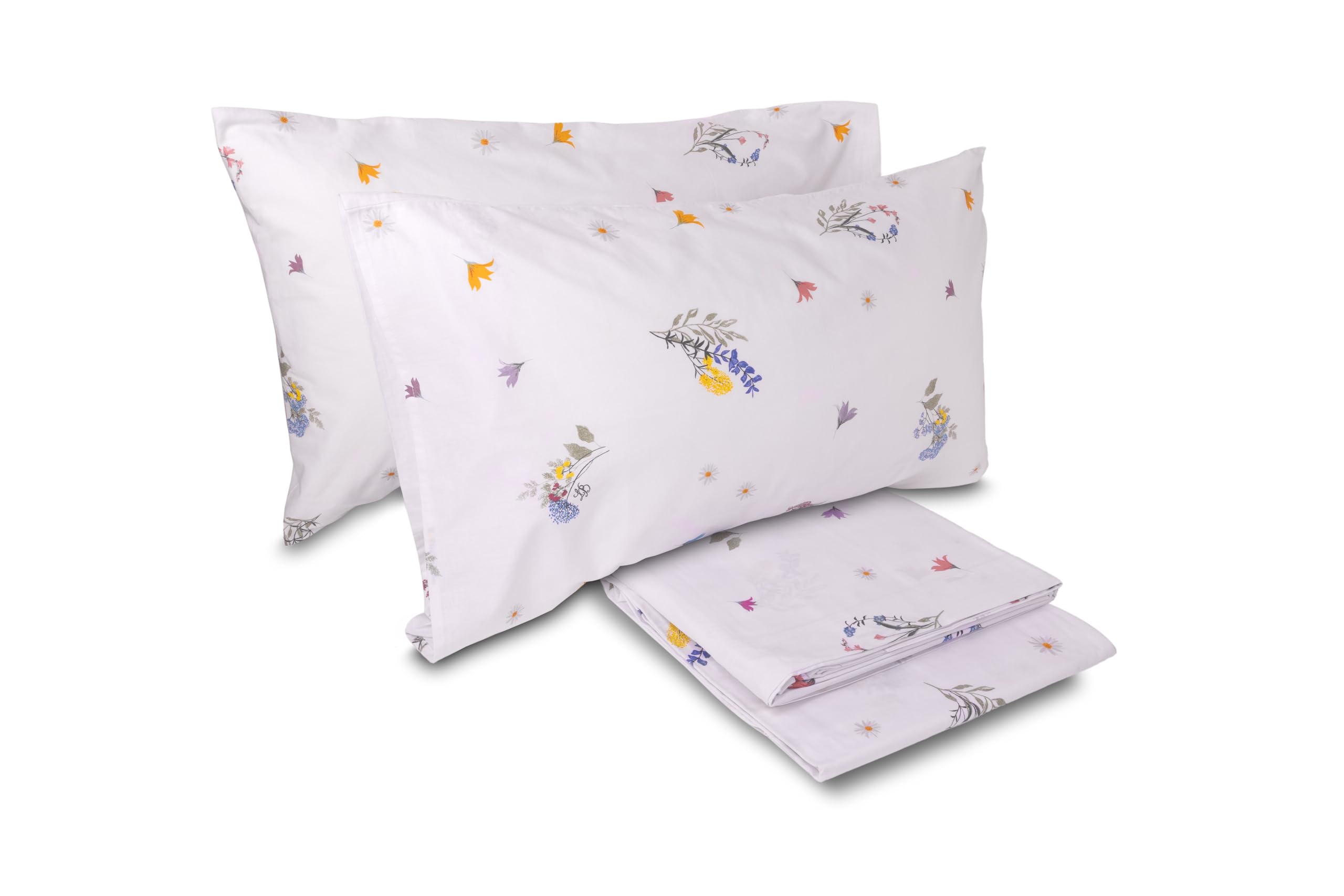 hermet Laura Biagiotti, Set Lenzuola Matrimoniali Cotone, Completo Letto, 100% Cotone, Lenzuolo Sopra, Lenzuolo Con Angoli, Coppia Federe, Fantasia Floreale Hamal