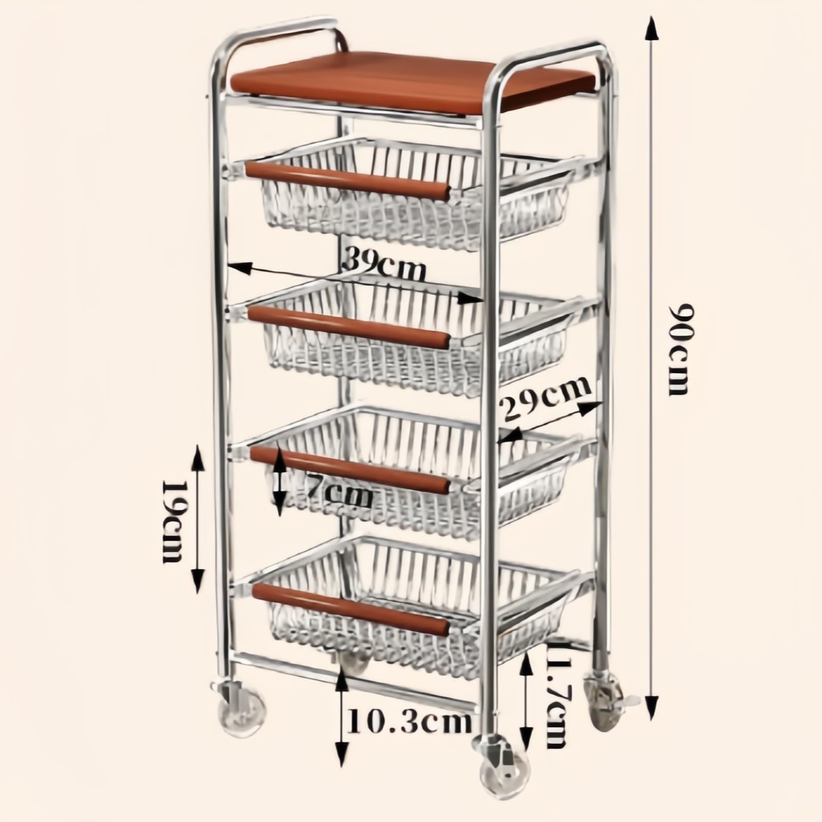 Carrito de Frutas y refrigerios 5 Niveles, Cesta móvil for Verduras Cocina, Organizador Utilidad Carro Utilitario