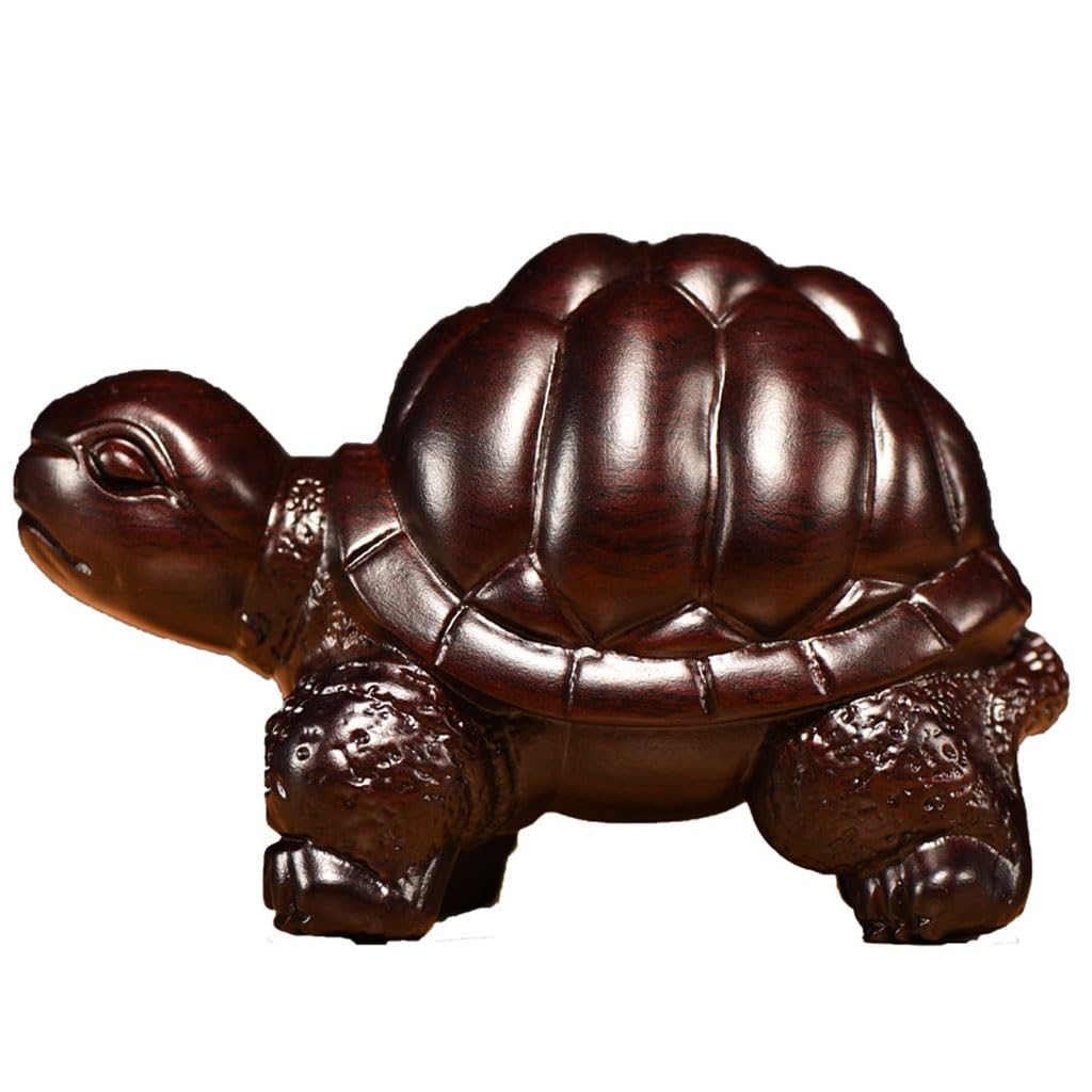 ATREDESES Office Decor Wood Carving Turtle Ornaments Solid Wood Mahogany Longevity Turtle Home Living Room Crafts Home Decor
