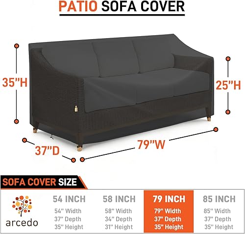 Miniatura 2 de Arcedo Funda impermeable para muebles de 3 plazas, funda de sofá de exterior para sofá de patio, protección para todo tipo de clima, para asiento de