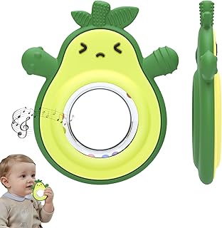 CLDY Beißring für Babys, Avocado-Beißring-Spielzeug, Hellgrün Kind kauspielzeug Zahnungshilfe, BPA-frei, wundes Zahnfleisch zu stimulieren und zu massieren, ab 3 Monaten, Lebensmittelechtes Silikon
