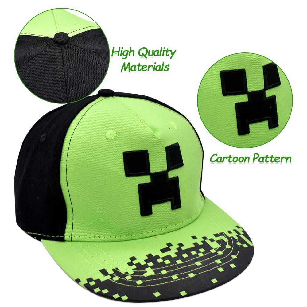 Minecraft Gorra de Béisbol para Niños, 2PCS Conjunto con Gafas de Sol, Bordada Transpirable Ajustable