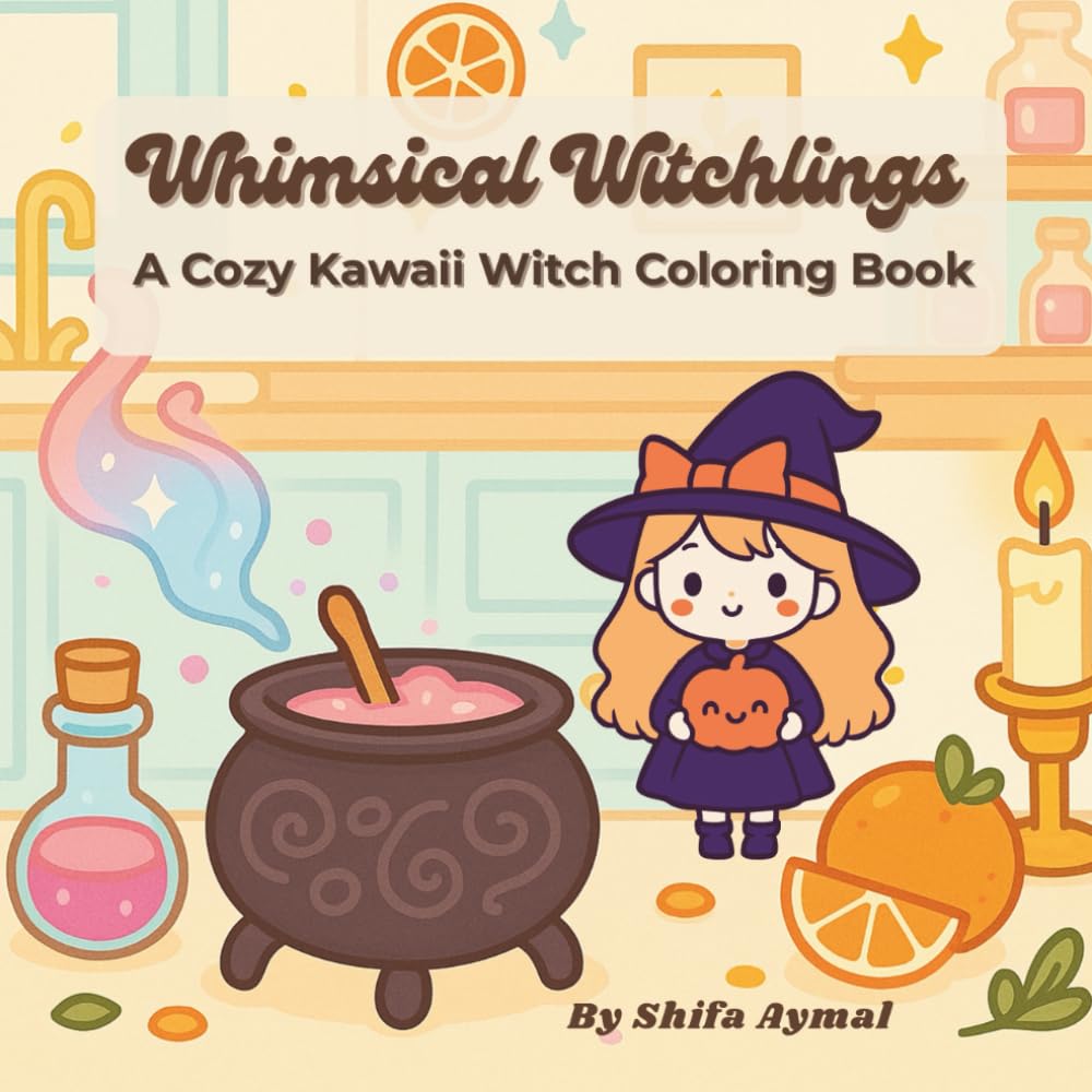 Whimsical Witchlings: A Cozy Kawaii Witch Coloring Book
