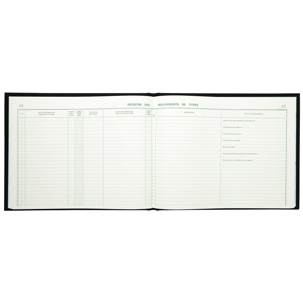 Exacompta - Réf. 91E - 1 Registre 24x32cm - Mouvements de titres 100 pages -