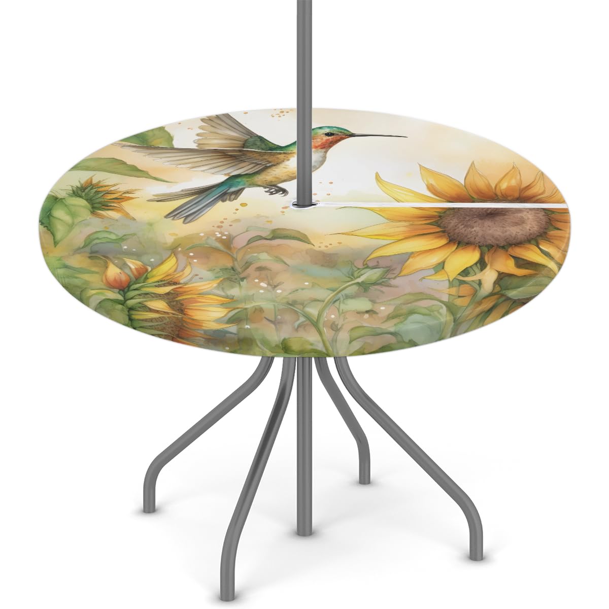 KNEMI Outdoor Round Tablecloth with Umbrella Hole