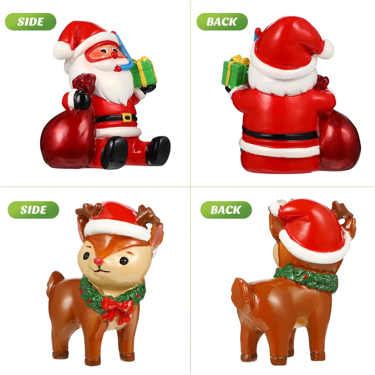 POPETPOP Christmas Aquarium Decoration, 2pcs Resin Santa Claus Reindeer Xmas Miniature Figurines Micro Landscape Ornaments for Fish Tank and Table Decor