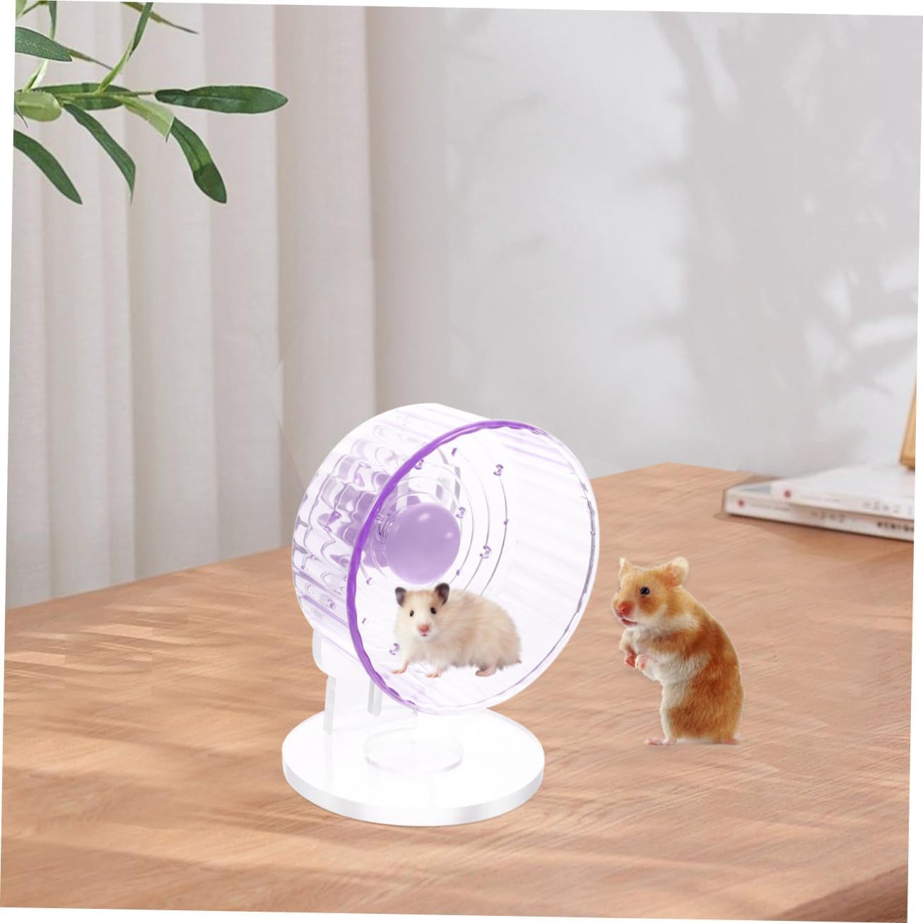 BESPORTBLE Silent Large Hamster Exercise Wheel with Base, 14cm Rotating Running Wheel for Guinea Pigs, Hedgehogs and Chinchillas, Quiet Small Animal Cage Accessory